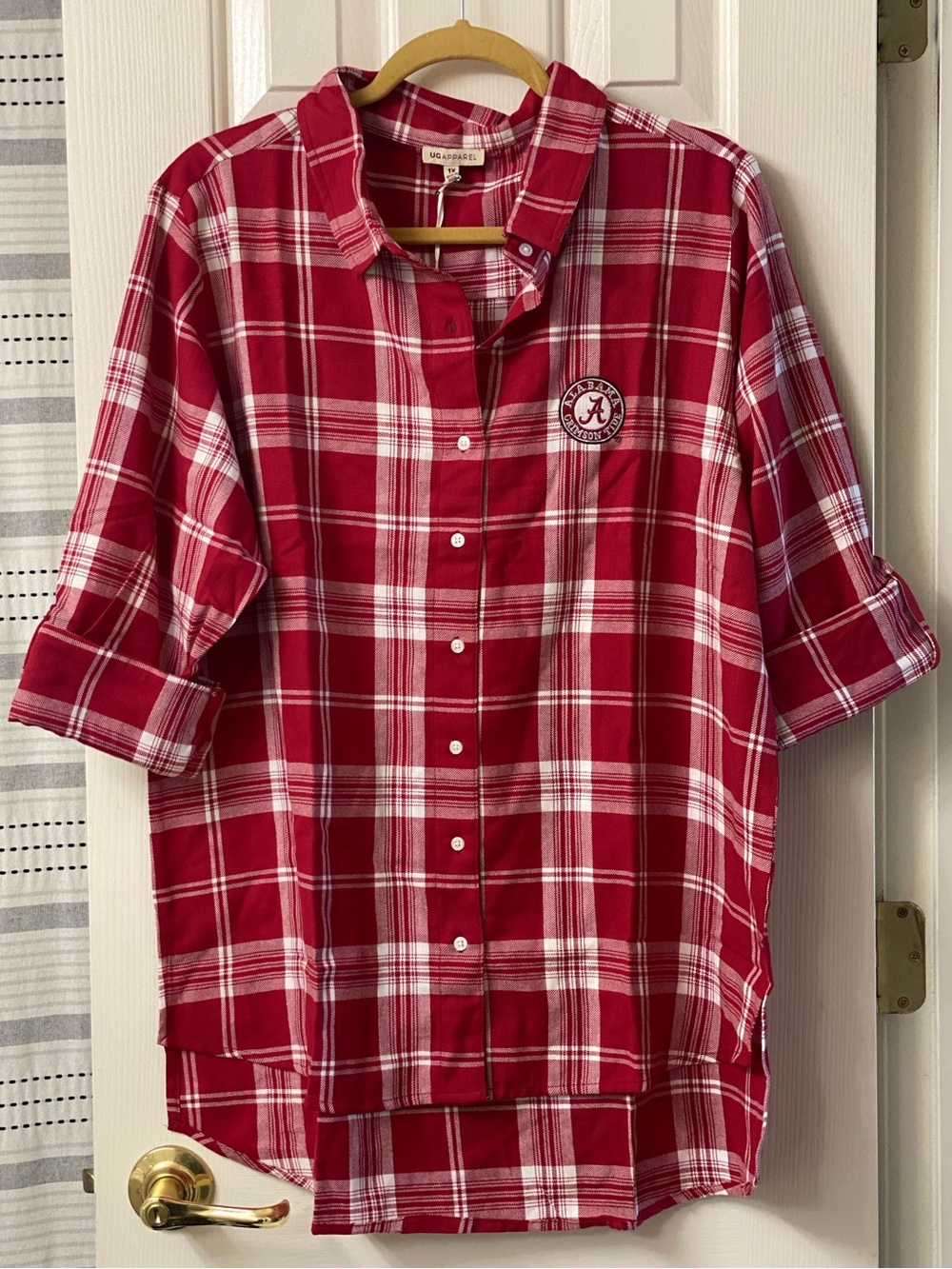 UG APPAREL Alabama Crimson Tide Red and White Plaid Button-Down Shirt 1X
